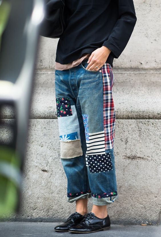 patchwork jeans trend