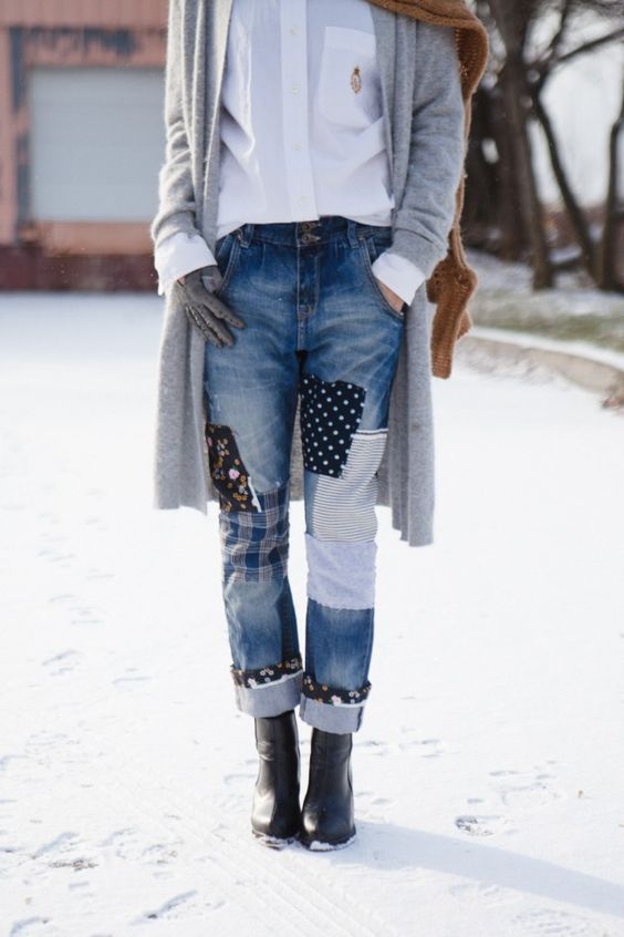 patchwork jeans trend