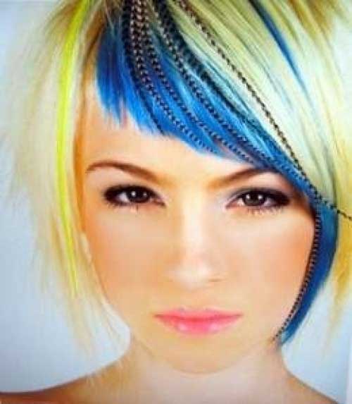 light blue hair with bangs