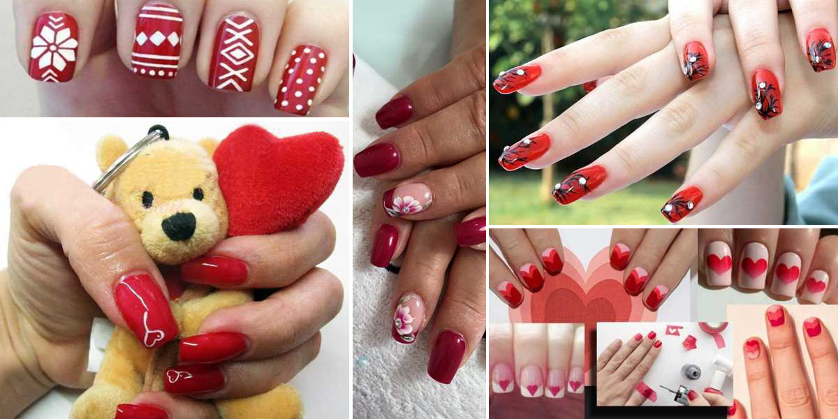unghie rosse decorate
