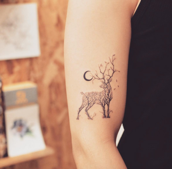 stag-forest-tattoo-design