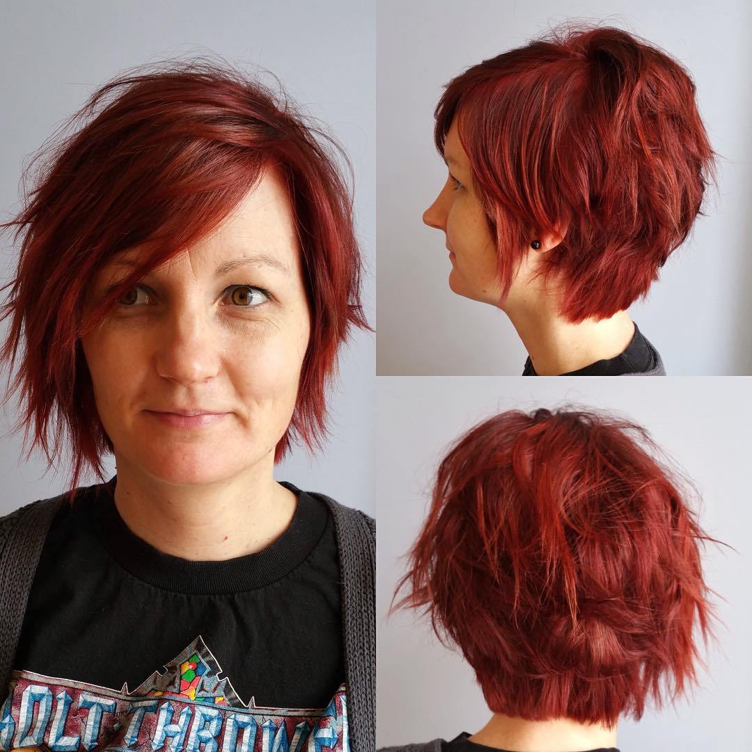 19-short-red-choppy-haircut - CapelliStyle
