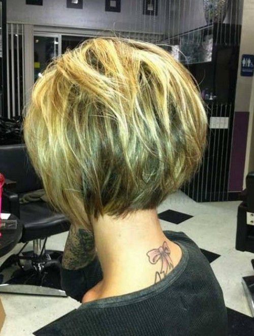 Choppy Layered A Line Short Bob Hairstyles Back View CapelliStyle Choppy Layered A Line Short Bob Hairstyles Back View CapelliStyle