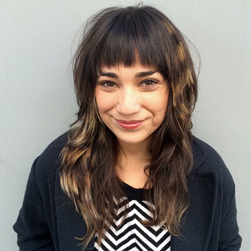 15layeredbrownhairwithzebrahighlights CapelliStyle