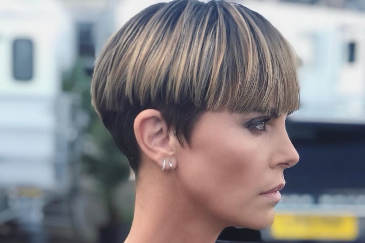 Charlize Theron bowl cut