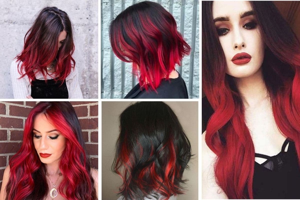 capelli neri con ciocche rosse