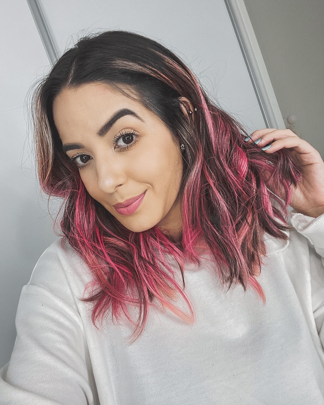 capelli rosa sulle punte