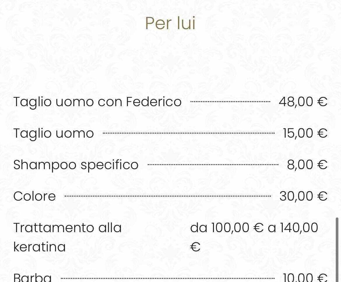 Federico Fashion Style Il Listino Prezzi Del Salone Di Napoli Capellistyle