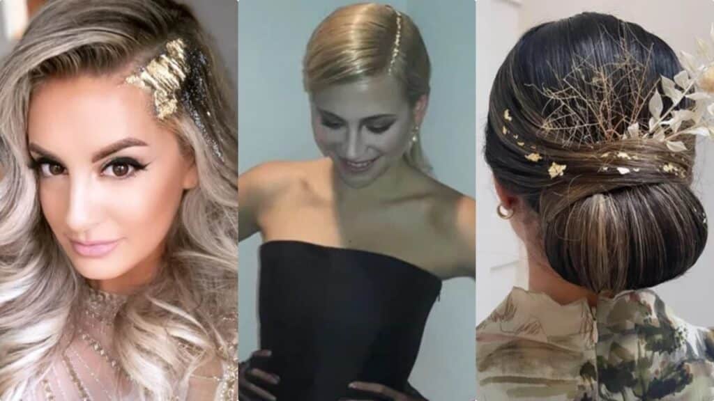 Foglie d’oro tra i capelli, la tendenza su tutte le passerelle 2024
