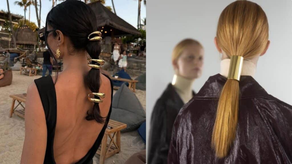 Fermacoda gioiello dorati: l'ultimo trend accessori capelli Primavera 2024