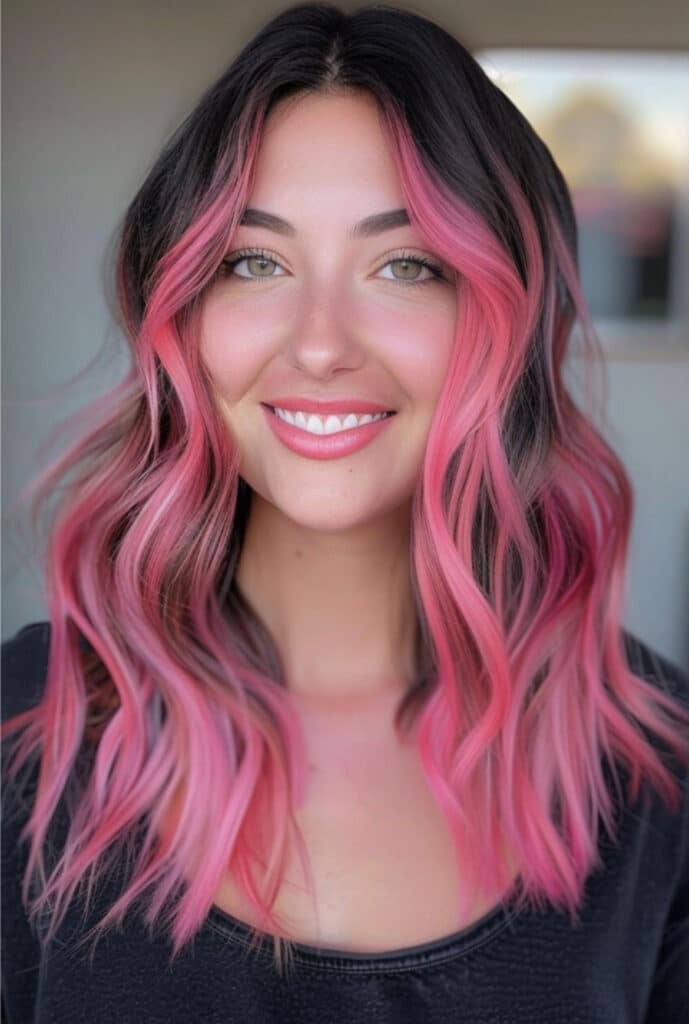 Capelli fucsia e neri