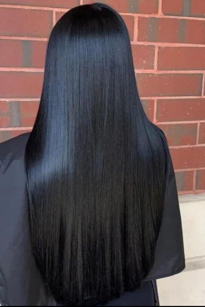 Jet black hair
