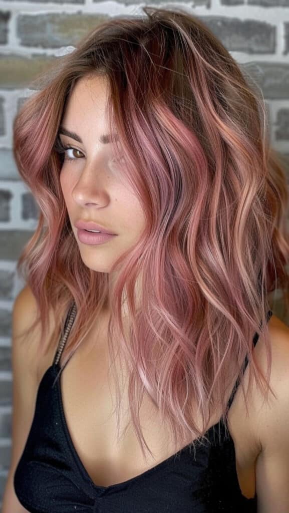 Soft rose gold balayage