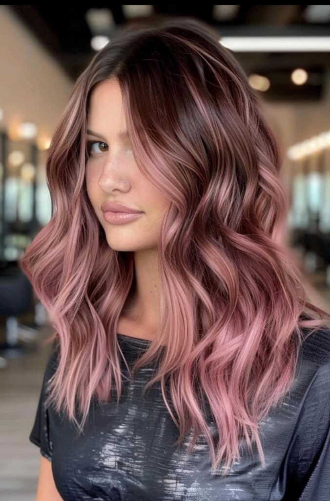 Soft rose gold balayage