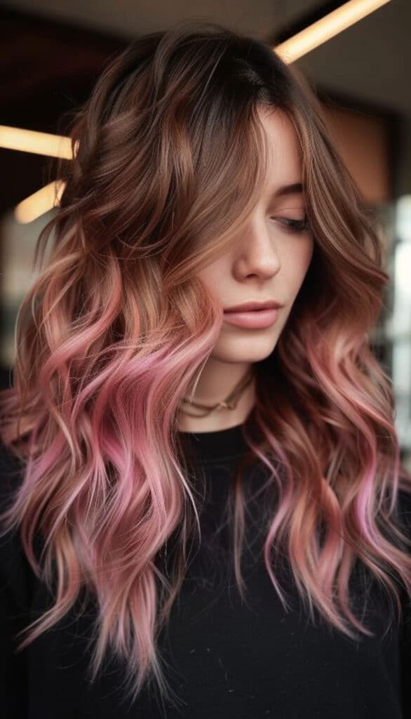 Soft rose gold balayage