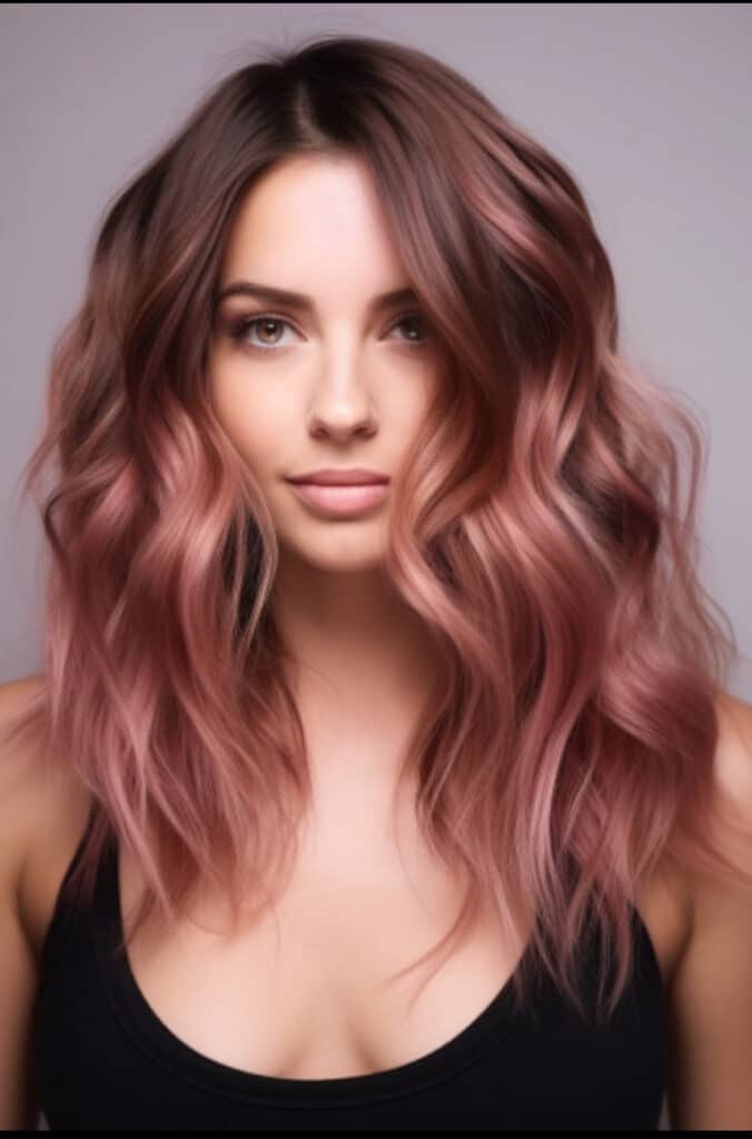Soft rose gold balayage
