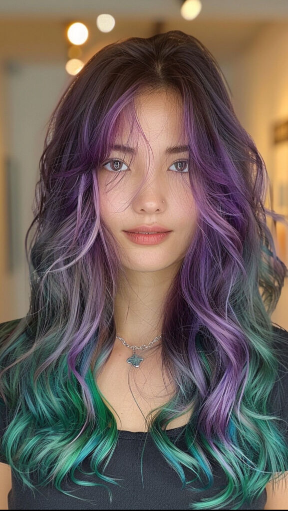 capelli verdi e viola