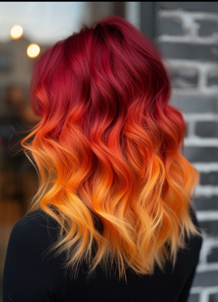 red and orange ombré