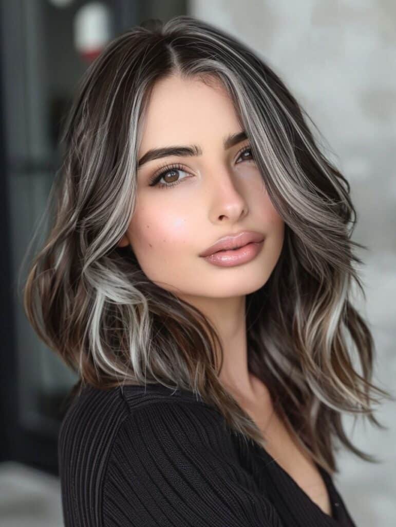 balayage argento e grigio