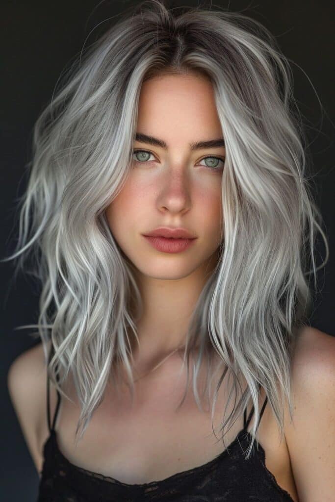 balayage argento e grigio