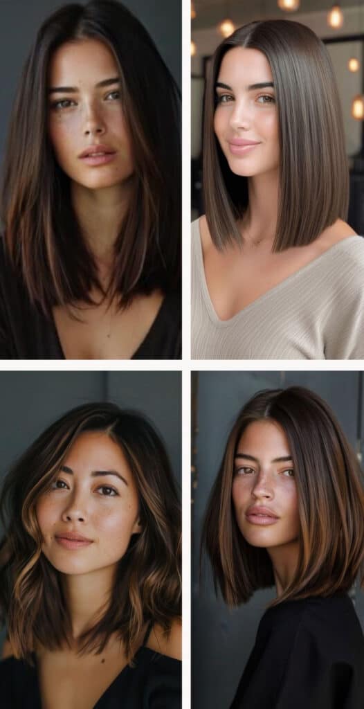long bob con riga centrale