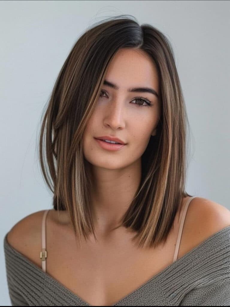 long bob con riga centrale