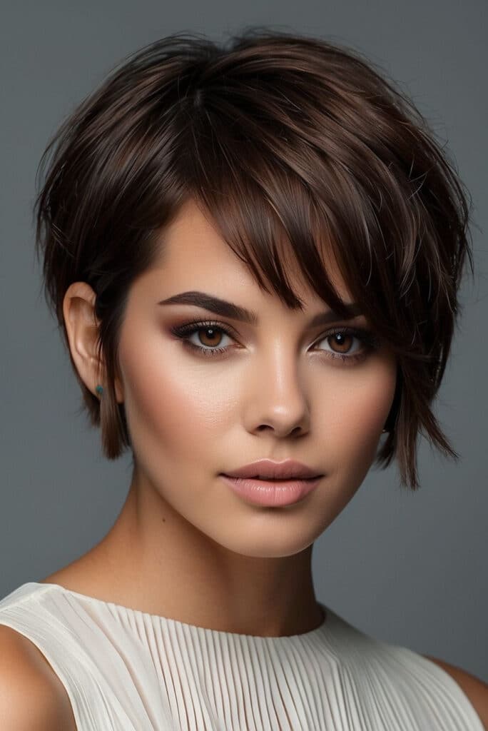 mini bob con ciuffo laterale