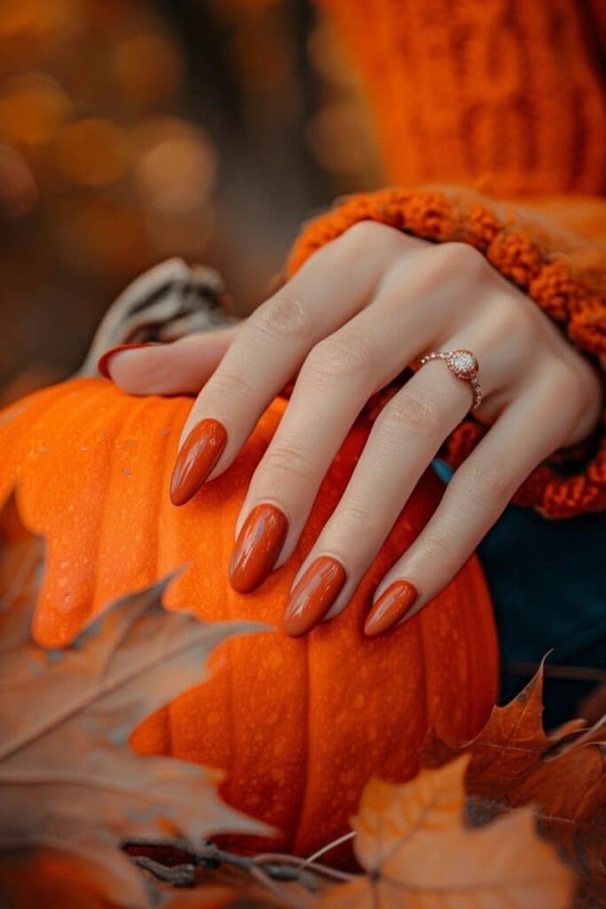 unghie arancione zucca