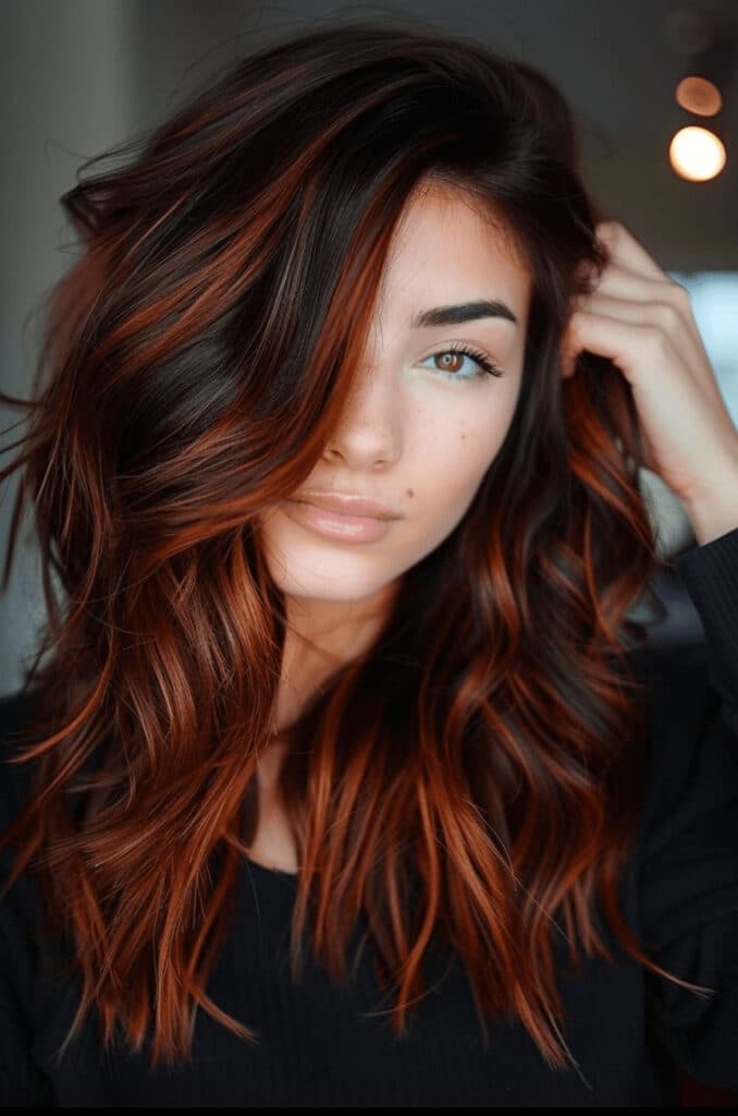 balayage rosso intenso e rame