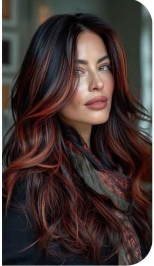 balayage rosso intenso e rame