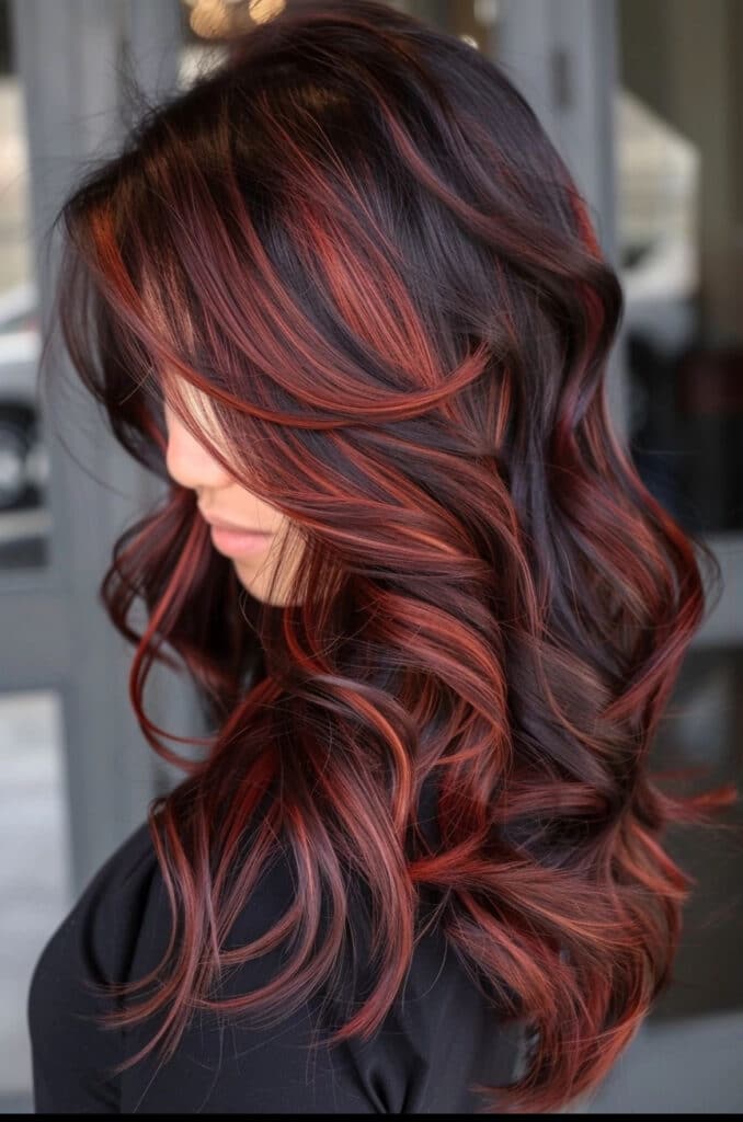 balayage rosso intenso e rame