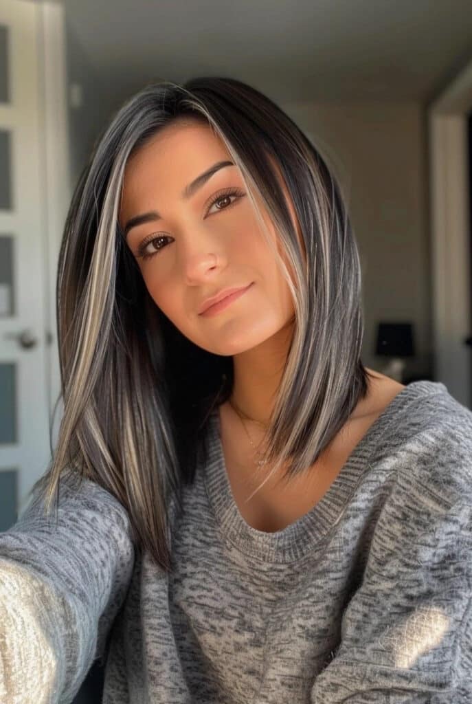 meches biondo freddo su castano