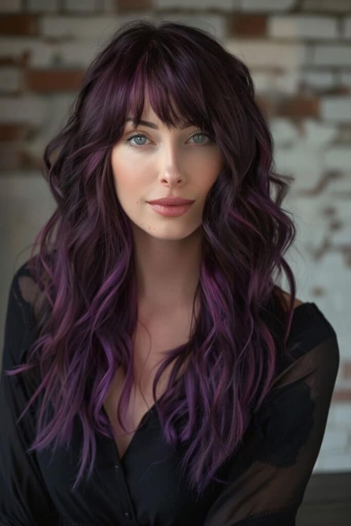 balayage viola su castano 