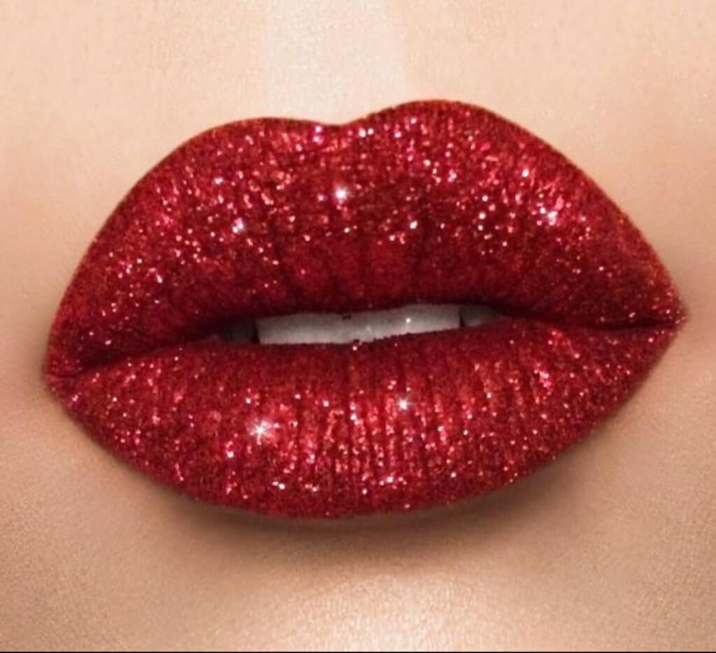 rossetto rosso glitter