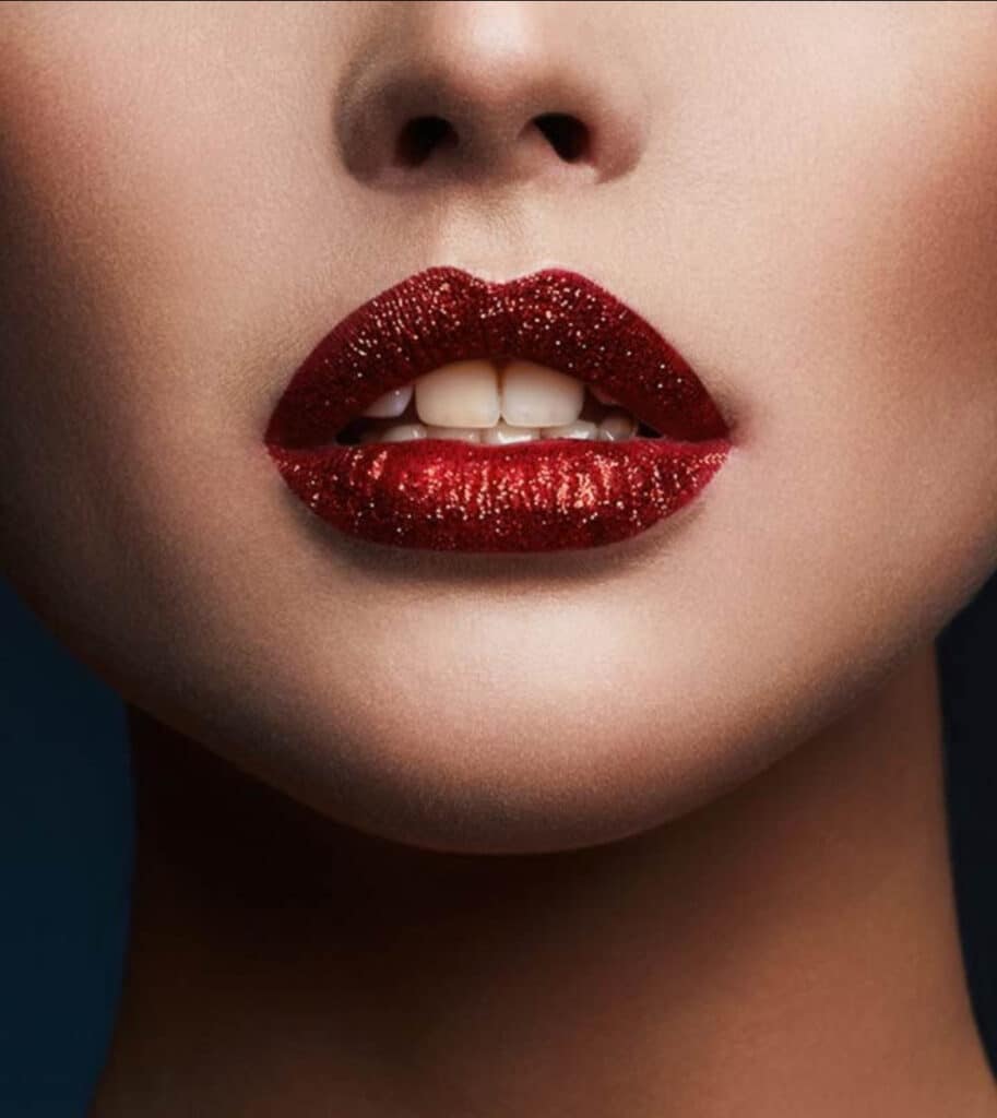 rossetto rosso glitter