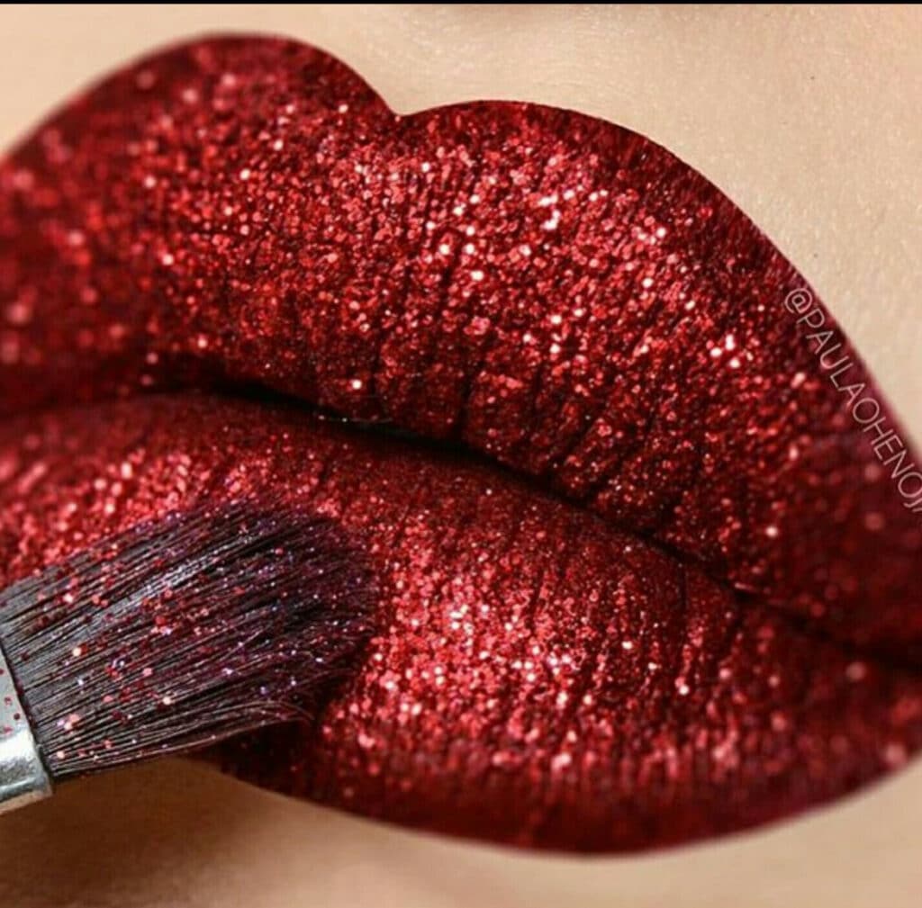 rossetto rosso glitter