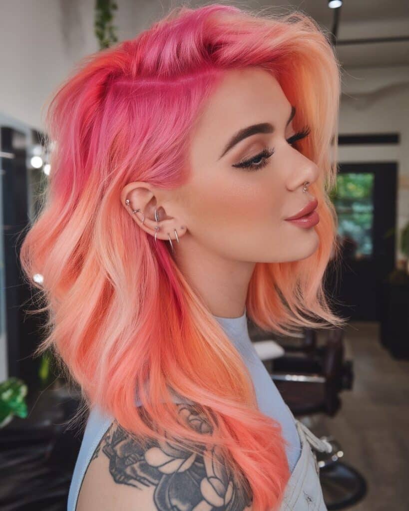 capelli pesca e fucsia