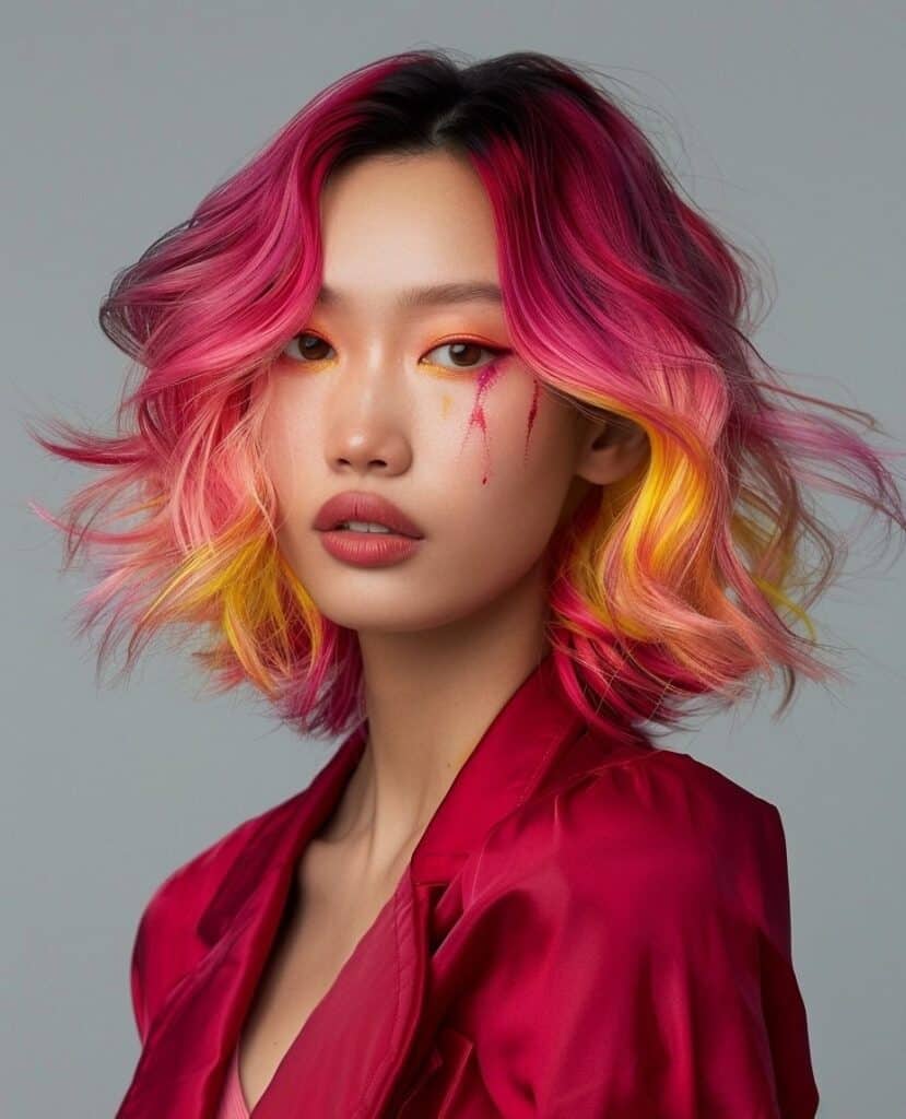 capelli rossi e fucsia