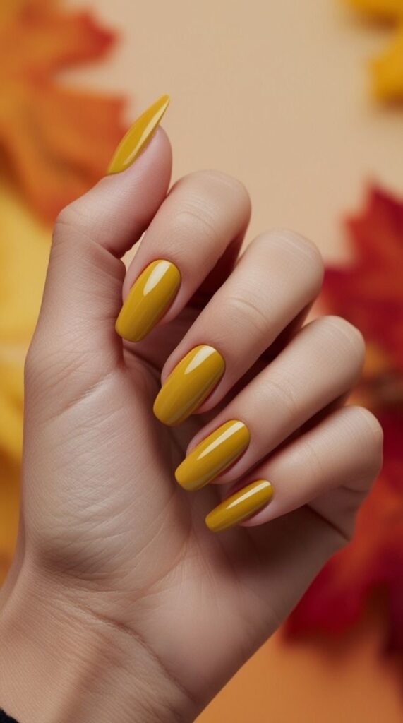 unghie giallo senape 