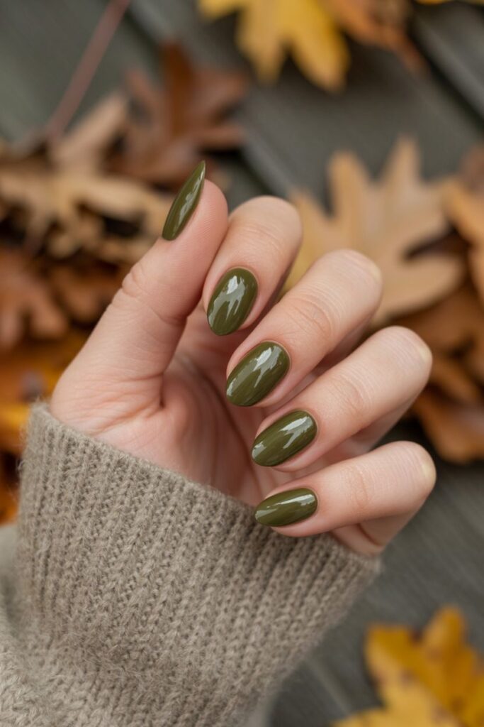 unghie verde oliva 