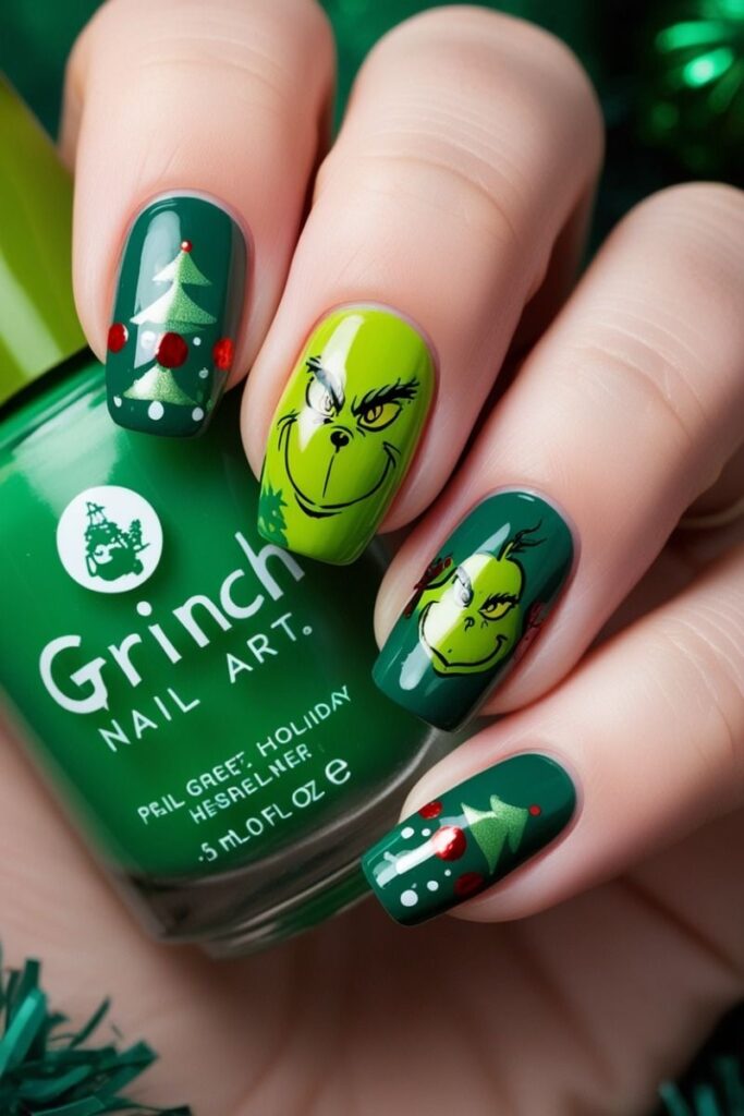 unghie a tema Grinch 